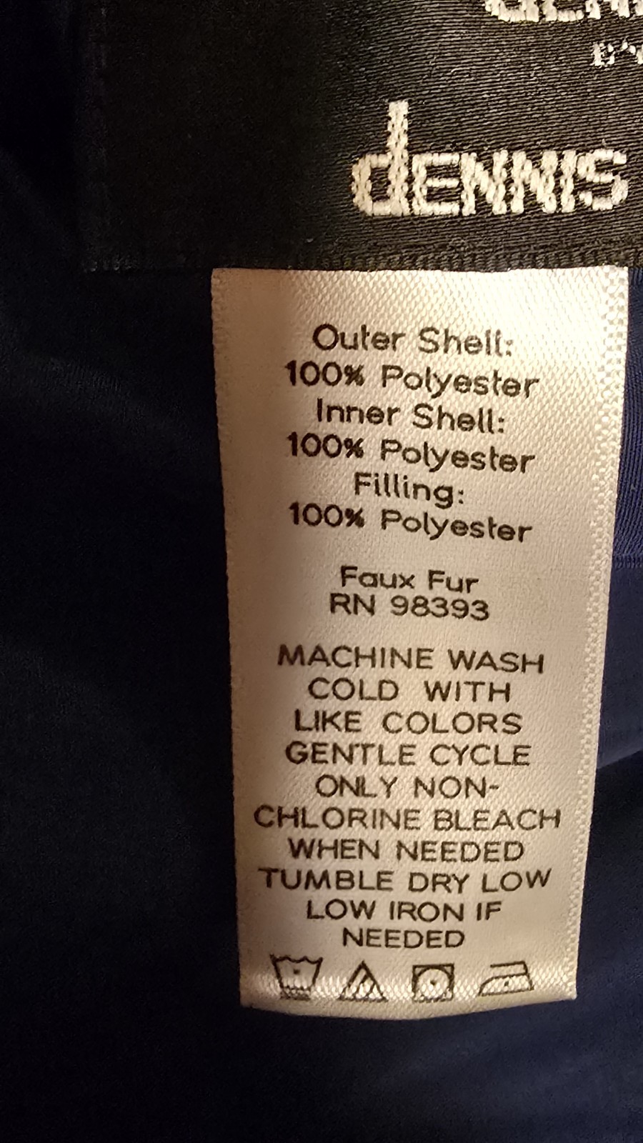 Dennis Basso Blue Faux Fur Jacket Reversible Water Repellent Wind Breaker Sz M-L