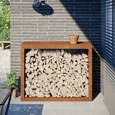 Brennholzregal 100x40x80 cm Cortenstahl rostig Holzlager Feuerholzhalter