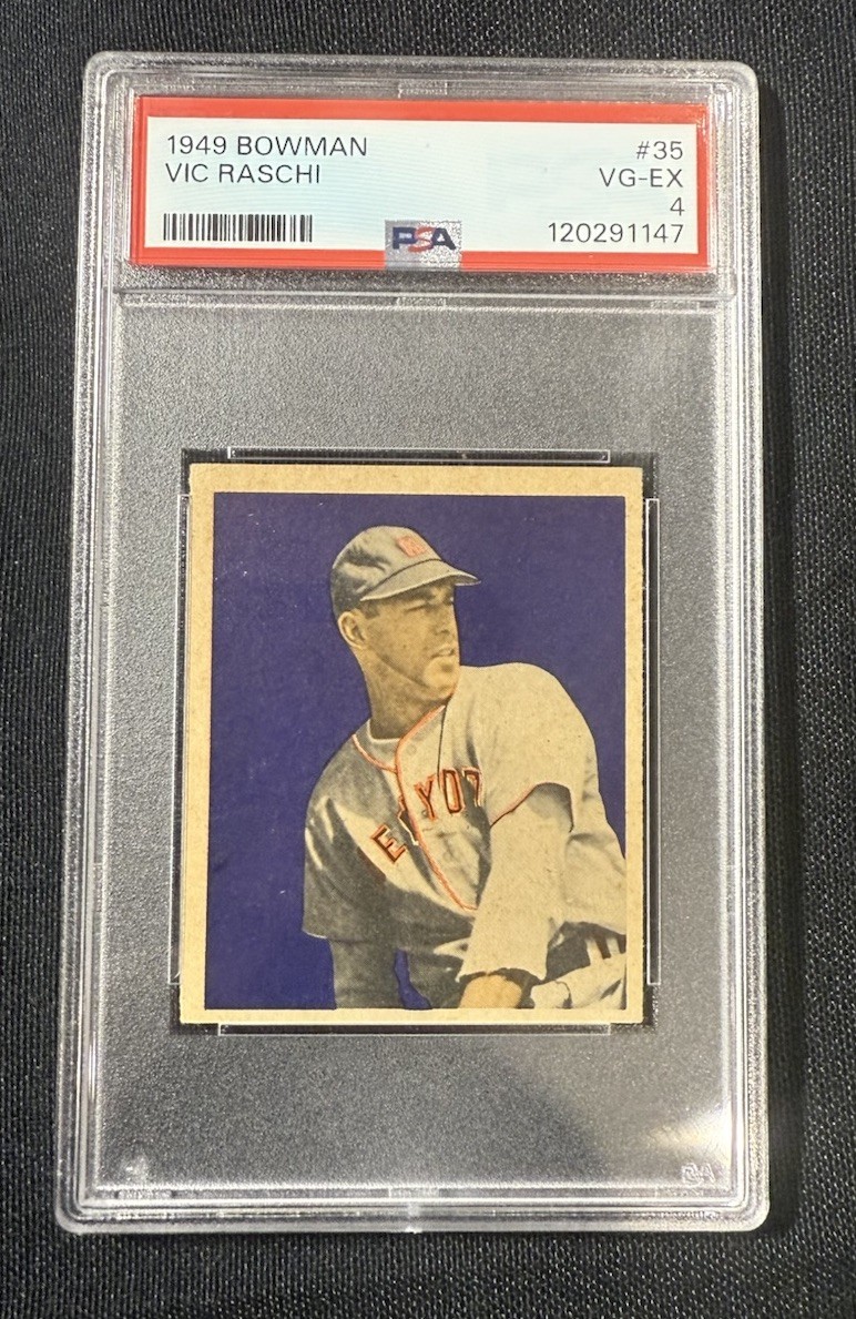 1949 Bowman Baseball Card #35 Vic Raschi PSA 4 Yankees