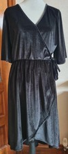 BNWT Wallis Black Soft Velvet Wrap Dress 14