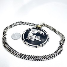 Vintage Mexican Taxco Silver Necklace 65cm, Silver 925, Tribal Style