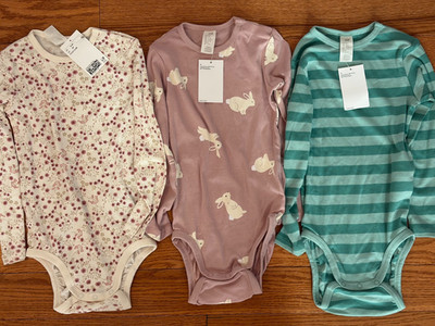 Lot of 3 NWT H&M Long Sleeved Girl's Bodysuits Supersoft Cotton Clothes Size 4T