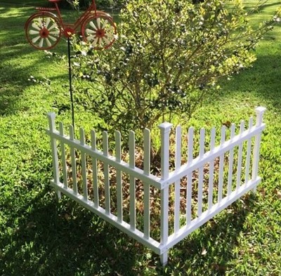 Front Yard Corner Picket Fence 2 Piece White Vinyl Classic Garden Border Panel