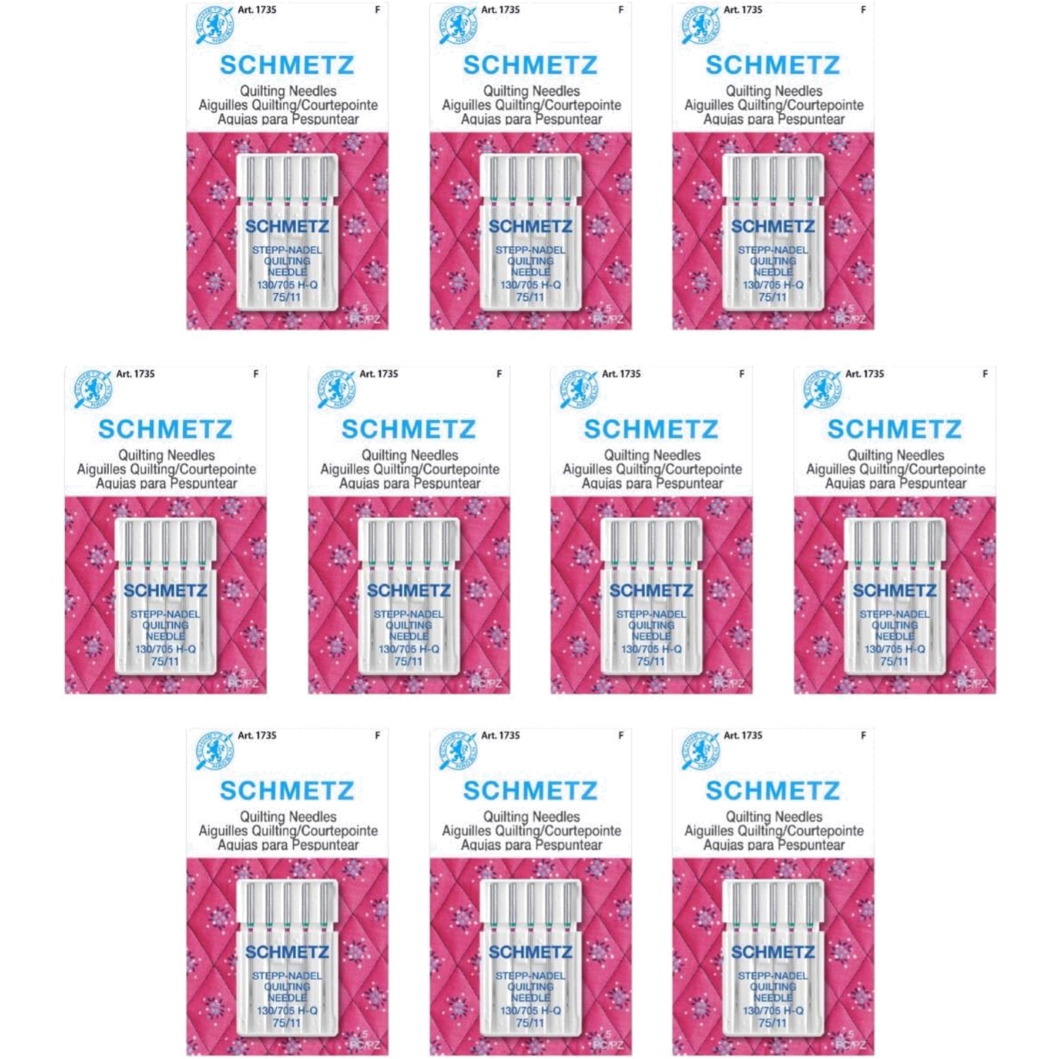 Quilting Needles Steel Size 75/11 Pack of 10 for Fabric Sewing Machine