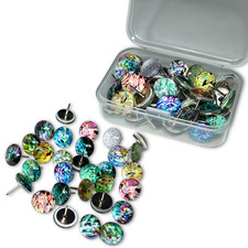 Iridescent Opal Decorative Push Pins, Abalone Shimmering Corkboard Thumbtacks