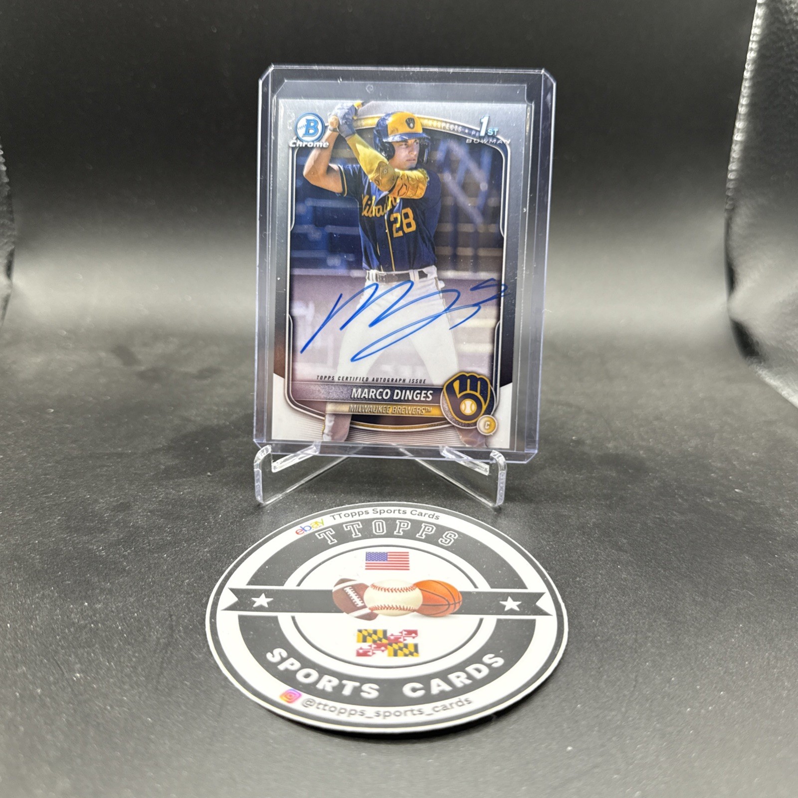 2025 Bowman Chrome Marco Dinges 1st Auto #CPA-MD Brewers Prospect