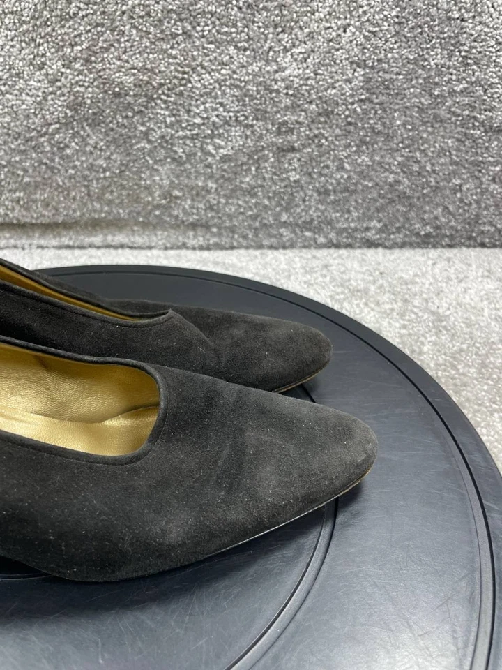 Tacones Yves Saint Laurent para mujer talla 9 M zapatos de salón negros punta redonda bloque sin cordones Foto 2 de 4