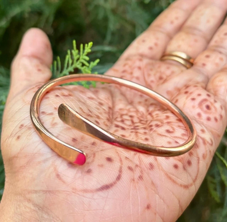 1 Pz Bracciale in Rame Puro, Bracciale Unisex Regolabile, Bracciale di... - Immagine 2 di 4