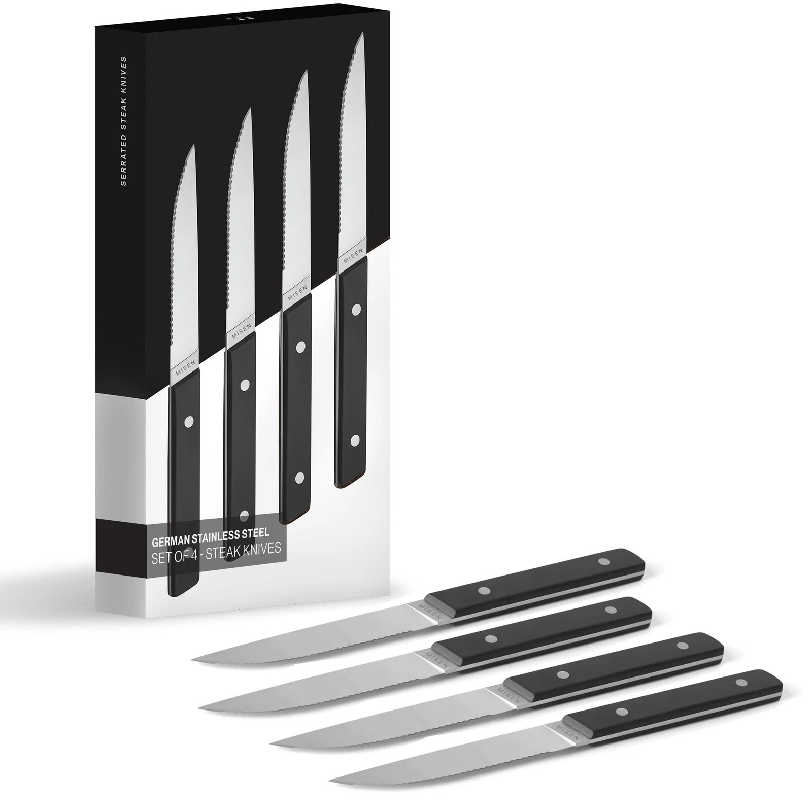 Steak Set of 4 - Precision Serrated Blades for Effortless Dining - Stainless ...
