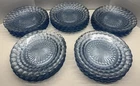 8 Anchor Hocking Blue Bubble 9 1/2” Glass Dinner Plates - 5 Sets of 8 Available