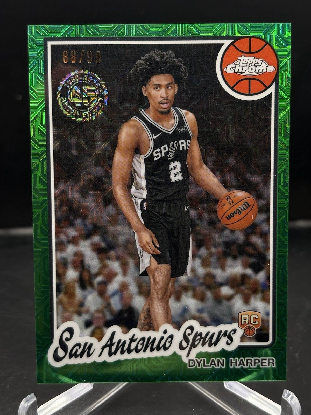 2025-26 Topps Chrome Flagship Dylan Harper 45th 1980-81 Green Mojo Rookie 88/99