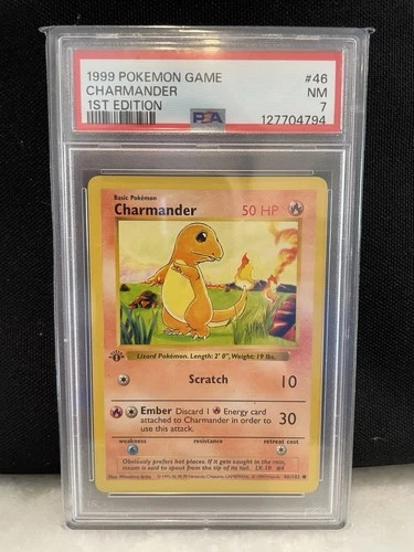Pokemon TCG 1999 - Charmander 46/102 Base Set FIRST EDITION - PSA 7