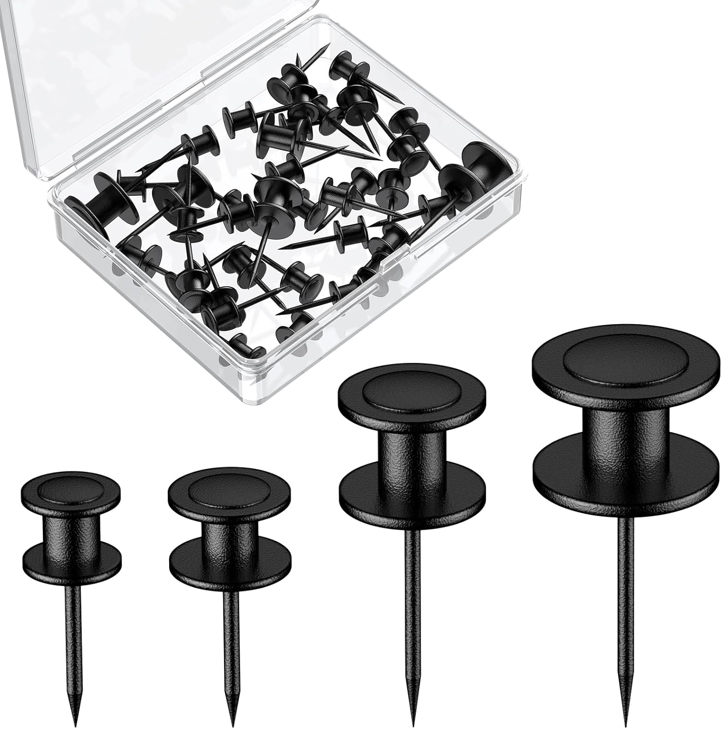 20 Pcs Thumb Tacks, Double Headed Picture Hangers, 4 Size Push Pins for Wall, Pi