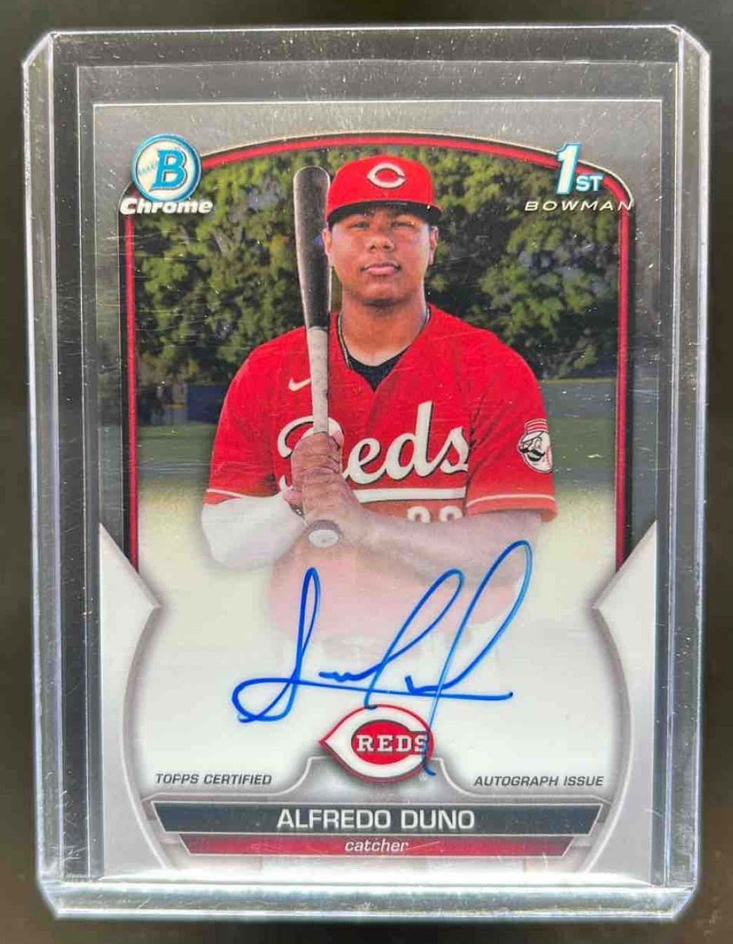 2023 Bowman Chrome Alfredo Duno Auto 1st Prospect #CPA-ADU Reds