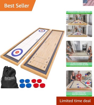 6 ft Tabletop Shuffleboard and Curling 2 in 1 Game with 8 Pucks