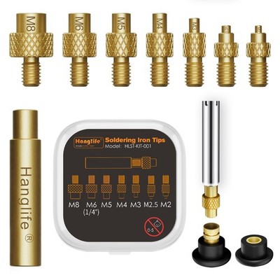 Heat-Set Insert Tips for M2, M2.5, M3, M4, M5, M6, M8, Tip Change - 7 Sizes 