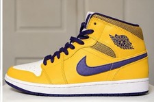 Jordan Air Jordan 1 Mid Lakers 2013 Gold Purp...