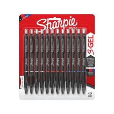 Sharpie S Gel Pens 12 Count Assorted Colors Non Smearing Comfortable Grip