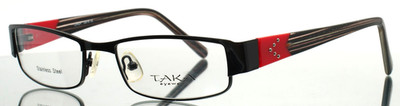 TAKA EYEWEAR T2618 BK Black Womens Rectangle Full Rim Eyeglasses 50-18-135 B:24