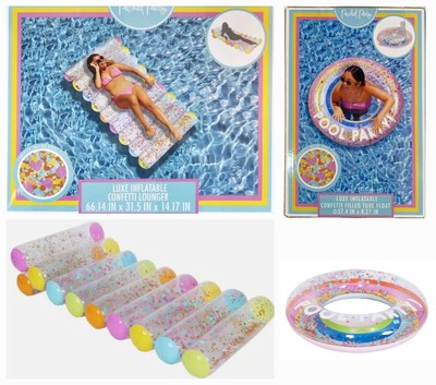 Packed Party Luxe Float 2-Pack: Confetti Pool Lounger & Confetti Swim Tube  