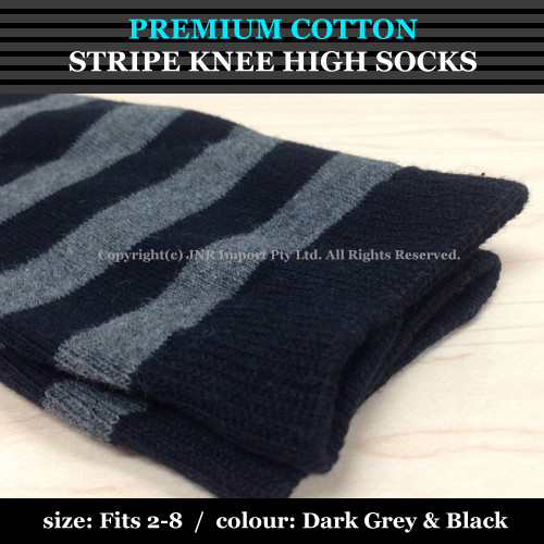 Premium Cotton Stripe Knee High Socks - Girls Ladies Cheerleader Womens Size 2-8 - Picture 8 of 33