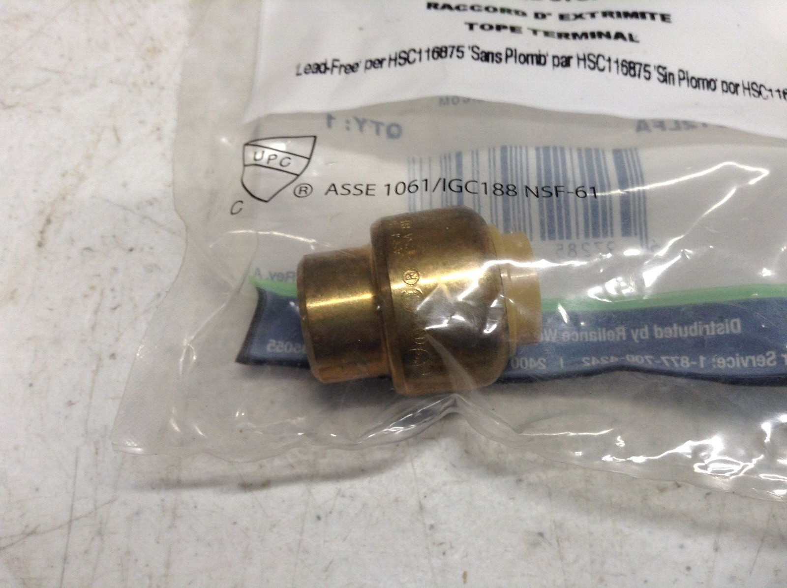 SharkBite End Stop Push-Fit Brass CPVC 3/8 inch U512LFA