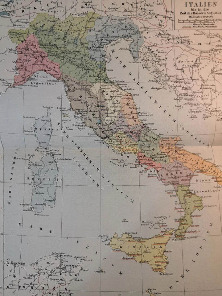 1902 Italy Roman Emperor Augustus Vintage Geography Map Orig. Empire C21 - Image 2 of 3