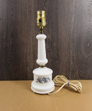 Vintage 1950's White 13" Hobnail Milk Glass Nightstand Table Lamp MCM