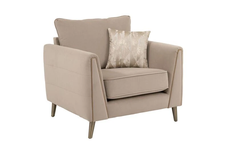ScS Lyra Love Chair in Mystique Stone with Brushed Gold Feet RRP