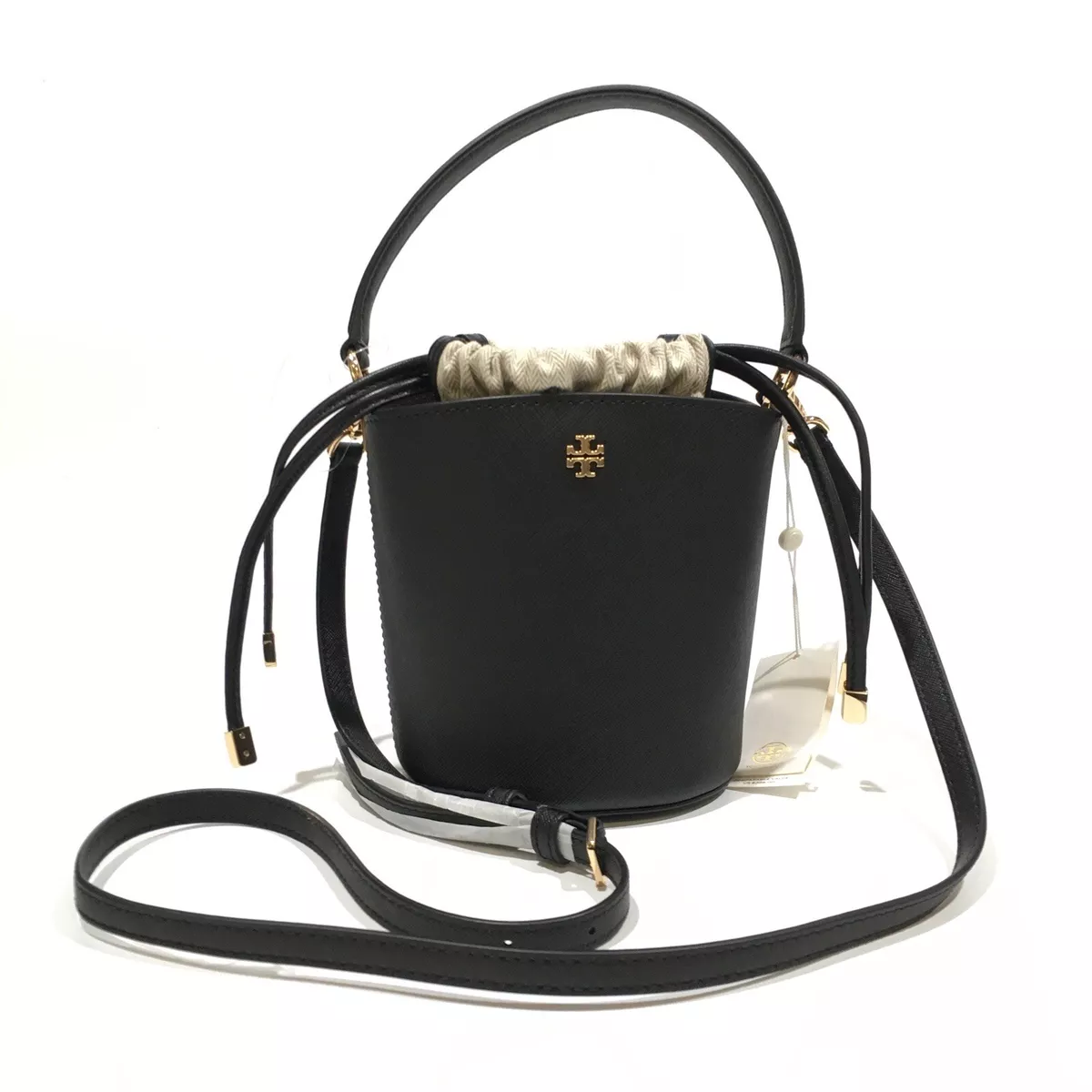 Tory Burch Emerson Mini Bucket Bag / Crossbody -Black -NWT