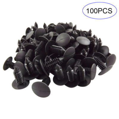 100x Black Plastic Rivets Fasteners Kit 8mm Dia Hole for Car Auto Bumper Fender