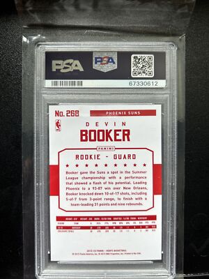 2015 Panini Hoops Devin Booker Red Back #268 RC Rookie PSA 9 Suns 