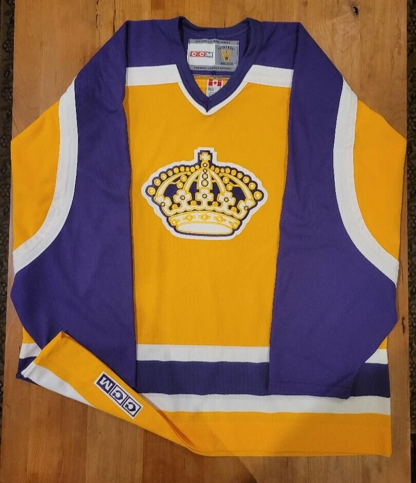 Vintage '80-'88 LOS ANGELES KINGS Men's XL NHL Yellow Jersey CCM Vintage  Series