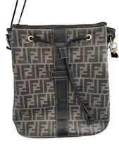 RARE Vintage Fendi Zucca XL PVC Vinyl 2-Way Cinch Sack Bucket Tote Shoulder Bag