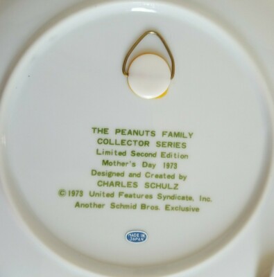 PEANUTS SNOOPY & WOODSTOCK Mother's Day Plate 1973 Collectors