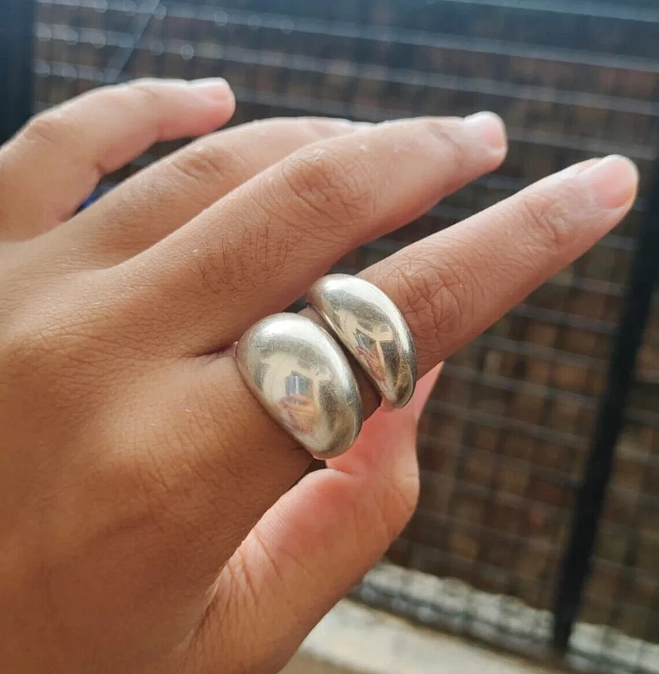 Dome Ring 925 Sterling Silver Chunky Baho Ring Statement Ring For Man Woman's AS - Image 2 of 4