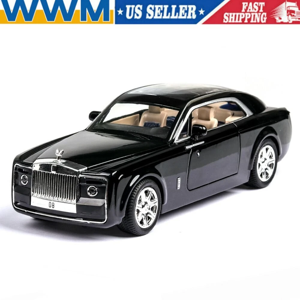 1 24 Scale Rolls Royce Sweptail Diecast Model Car Collection Sound Light Black