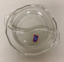 VINTAGE IMPERIAL HANDCRAFTED GLASS DIVIDED CANDY/NUT DISH