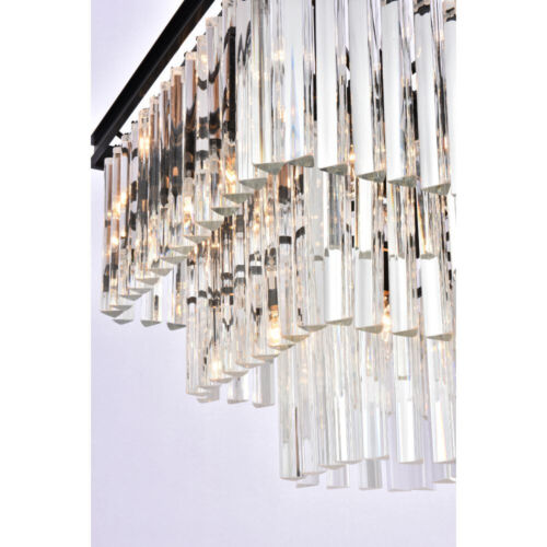 Crystal Chandelier 13 Light Fixture Large Matte Black Foyer Dining Room 21 inch - Picture 6 of 9