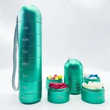 Weekly Pill Box Organizer Waterproof Metal Tablet Holder Medicine Dispenser Box