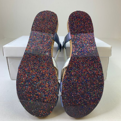 Josef Seibel Womens Henriette Sandal Blue Silver Cross Over Strap Flat Sz 6.5/37 - Picture 7 of 13