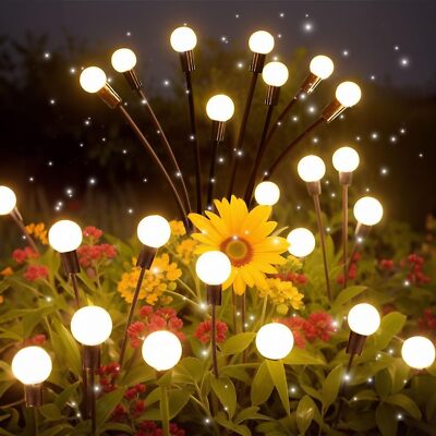 Solar Garden Lights - Bright Outside Solar Firefly Lights, Waterproof,  (2 Pack)