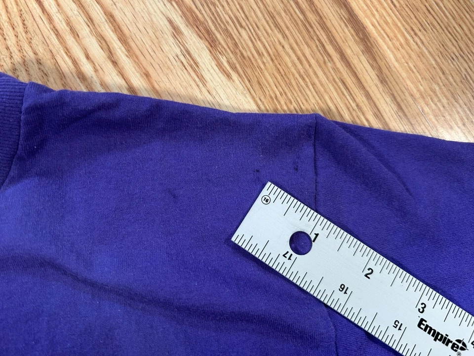 Camisa promocional vintage 1992 logotipo Jurassic Park filme roxo tamanho grande infantil - Imagem 4 de 4