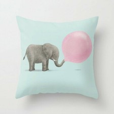 Gift Idea Elephant Balloon Cushion Cover Pillow Throw Cotton Soft 18'