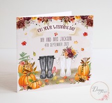 Autumn Wedding Card - Personalised - Wellies
