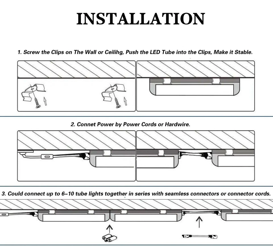 1FT Led Tube Light, 6500k Cool White, 5W, Utility Shop Light W/ Power Cord 2Pack - Image 3 of 4