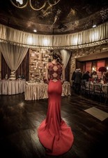 Sherri Hill Red Beaded Back Gown Size 0