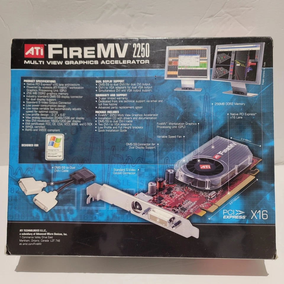 ATI FireMV 2250 256MB DDR2 PCI Express x 16 Video Graphics Card 100-505175 NEW - Image 2 of 4