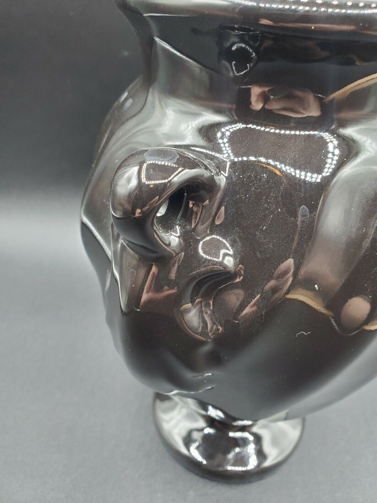 Vintage Black florist Haeger pottery vase 9" Tall