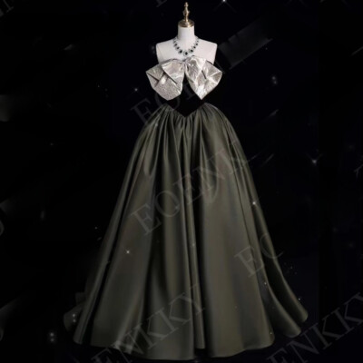 Prom Dress Strapless 2025 New A Line Sleeveless Satin Formal Occasion  Dresses | eBay